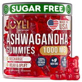 JOYLI Nutrition frasco frontal mostrando 60 gomitas veganas y sin azúcar para calma