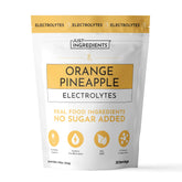 JUST INGREDIENTS envase frontal del polvo Naranja Piña mostrando ingredientes claves y beneficio hidratación
