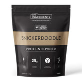 JUST INGREDIENTS envase frontal mostrando certificación NSF y sabor snickerdoodle