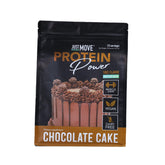 Just Move envase frontal Chocolate Cake mostrando diseño y porciones