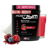 JYM Supplement Science frasco Post JYM frente muestra sabor fruit punch y claridad de fórmula