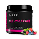 Kaged frasco Berry Blast frente mostrando diseño y marca, ideal para elegir pre-entrenamiento