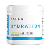 Kaged envase frontal de Hydra-Charge mostrando diseño y porciones, facilita elección del consumidor