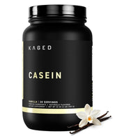 Kaged bote frontal mostrando diseño y beneficio de proteína nocturna