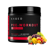 Kaged envase frontal Pre-Kaged Fruit Punch mostrando diseño y beneficios