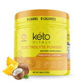 Keto Vitals envase frontal Piña Coco mostrando porciones y beneficios