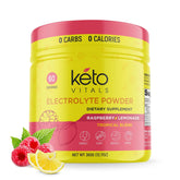 Keto Vitals frente del envase mostrando 60 porciones y sabor Raspberry Lemonade