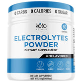 Keto Vitals envase frontal mostrando diseño y 60 servicios, práctico para viajes