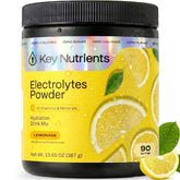 KEY NUTRIENTS envase frontal mostrando sabor limonada y 90 porciones
