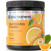 KEY NUTRIENTS frente del envase mostrando etiqueta y sabor naranja