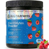 KEY NUTRIENTS frasco frontal mostrando 90 servicios y sabor blue raspberry