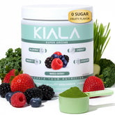 Kiala Nutrition envase frontal mostrando 30 porciones y sabor Mixed Berry
