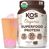 KOS envase frontal mostrando etiqueta y beneficio proteína vegana