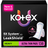 Kotex paquete frontal mostrando 3 paquetes y beneficios de protección