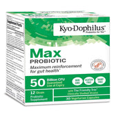 Kyo-Dophilus frasco frontal mostrando etiqueta clara y beneficio probiótico