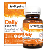 Kyolic Kyo-Dophilus frente del envase mostrando diseño y beneficios