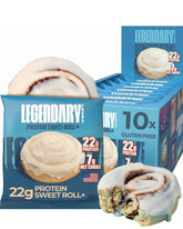 Legendary Foods empaque frontal mostrando el rollo sabor canela y beneficios