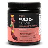 LEGION envase Pulse+ Burn frente mostrando diseño y beneficio energético