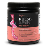 LEGION bote frontal con diseño y sabor Pink Lemonade, muestra claridad de ingredientes