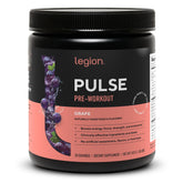 LEGION Pulse frente del envase mostrando diseño y sabor uva, confianza y limpieza