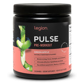 LEGION Pulse vista frontal del envase mostrando sabor manzana verde y beneficios