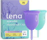LENA vista frontal del pack con dos copas y accesorios, ahorro y comodidad