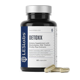 LES Labs DeToxx frasco frontal mostrando diseño y cantidad útil