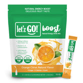 Let'z Go! frente del empaque Orange Citrus mostrando sobres y marca