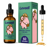 LEVADI frasco frontal con sabor frambuesa, presentación clara y fácil de usar