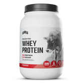 Levels Whey frente del envase mostrando 2LB y sabor fresa, presentación limpia y profesional