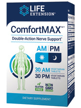 Life Extension frasco ComfortMAX™ frente con diseño claro y beneficios