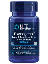 Life Extension frente del empaque Pycnogenol con etiqueta clara y beneficios visibles