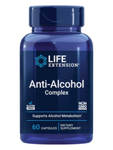 Life Extension envase Anti-Alcohol Complex mostrando etiquetado claro y beneficios