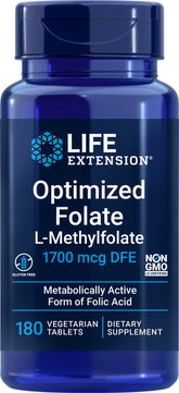 Life Extension frente del envase mostrando 180 tabletas y etiqueta clara
