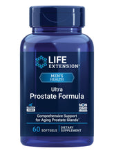 Life Extension frasco frontal mostrando Ultra Prostate Formula y beneficios