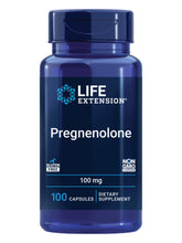 Life Extension envase frontal de Pregnenolone mostrando 100 mg beneficio de dosificación clara