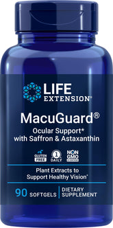 Life Extension envase MacuGuard frontal mostrando contenido y beneficios