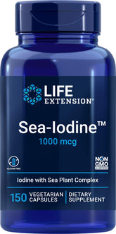 Life Extension frasco delantero de Sea-Iodine mostrando etiqueta clara y beneficios