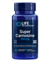 Life Extension envase frontal mostrando Super Carnosine y beneficios musculares