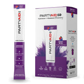 LIFEAID PARTYAID GO! frontal del paquete mostrando diseño y cantidad, conveniencia portable