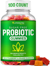 LifeCentric Health frasco frontal con 100 gomitas, beneficio conveniencia diaria