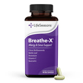 LifeSeasons Breathe-X frasco frontal mostrando el envase y beneficios