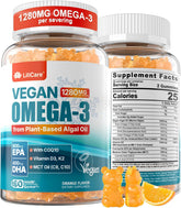 LILICARE empaque frontal de gomitas veganas omega‑3 muestra formato y beneficio sostenible