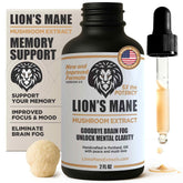 LionsManeExtracts frasco frontal mostrando etiqueta clara y beneficio de enfoque