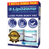 Lipozene frontal del envase mostrando presentación de dos frascos y beneficio de control de apetito