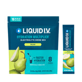 Liquid I.V. frente del paquete sabor pera mostrando la marca y beneficios