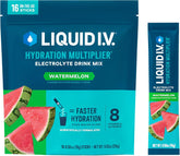 Liquid I.V. frontal del empaque mostrando 16 sobres y beneficio práctico