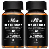 Live Bearded envase frontal del Beard Boost mostrando presentación y beneficio de crecimiento