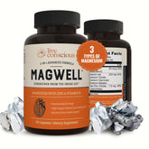 Live Conscious envase frontal de Magwell mostrando la marca y beneficio general