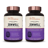 Live Conscious ZenWell frente del empaque mostrando cápsulas y beneficios visibles